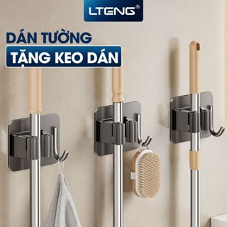 Móc kẹp chổi, cây lau nhà LTENG inox 304 treo đồ đa năng, lắp đặt bằng keo dán, đi kèm keo dán miễn phí