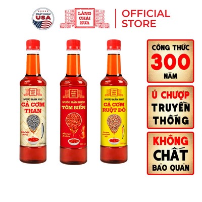 Combo 3 Chai THAN VÀNG TÔM 525ML Nước Mắm Nhỉ Làng Chài Xưa 300 Năm Truyền Thống