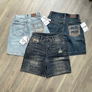  TIENSTYLE - Quần Ngố Jean Nữ Mạc Da Rách Lai Tua Thêu Túi Sau Cá Tính Quần jean nữ Bigsize SizeS 5XL 