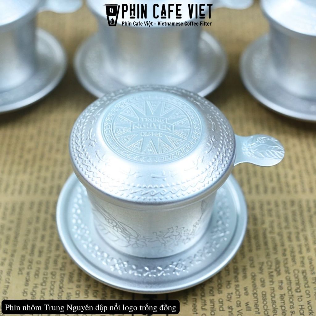 Phin cafe nhôm Trung Nguyên hoa văn trống đồng| Khay nhựa vuông Trung Nguyên