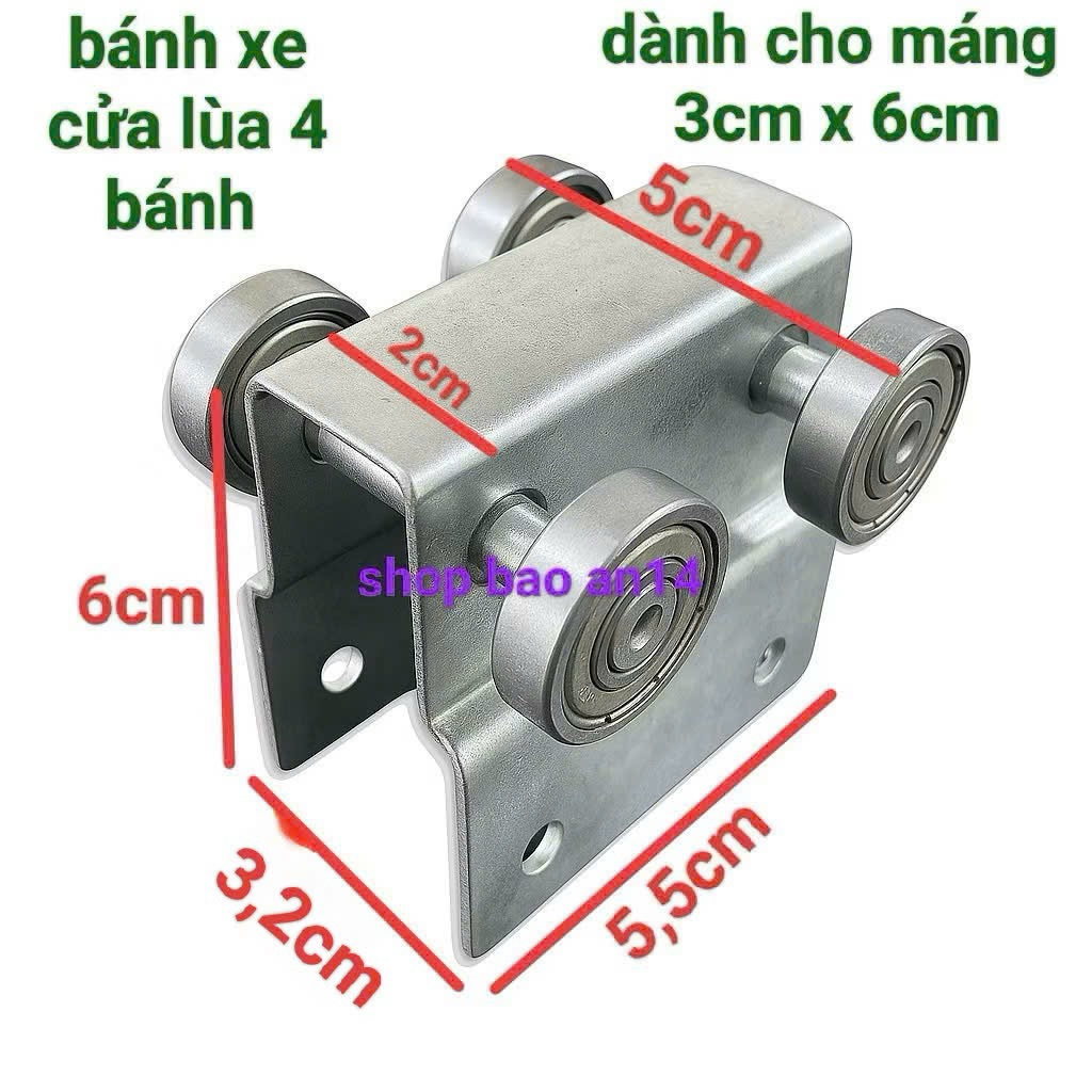 BÁNH XE CỬA LÙA LOẠI 2 BÁNH VÀ 4 BÁNH DÀNH CHO MÁNG 3x4 và 3x6   -MÁNG TREO CỬA LÙA LOẠI TỐT HÌNH THẬT