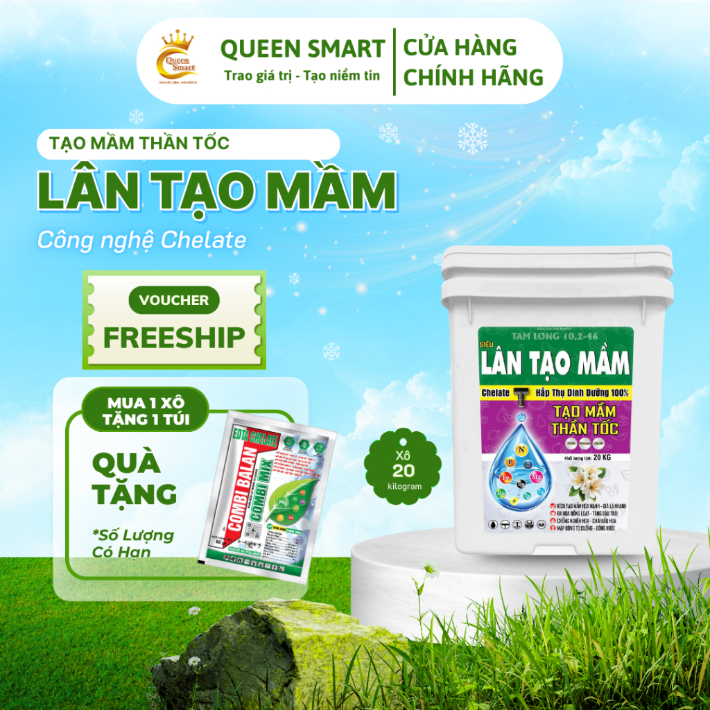 Phân Lân 46% - Lân tạo mầm thay thế DAP - Phân bón Queen Smart