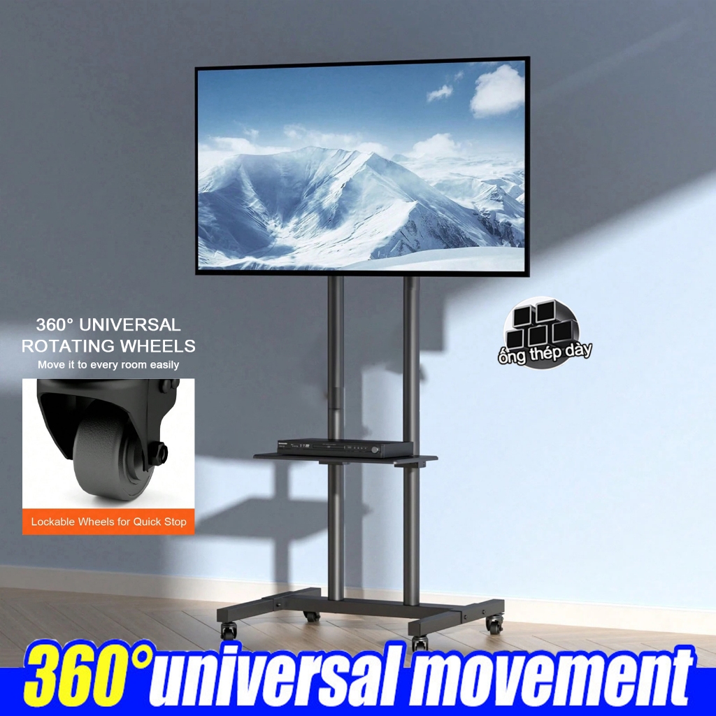26-85inch Giá đỡ TV Di động , Có Thể Tháo Rời, Giá đỡ TV đa Chức Năng Có Bánh Xe Xoay 360°, Phù Hợp Cho Văn Phòng Và Gia