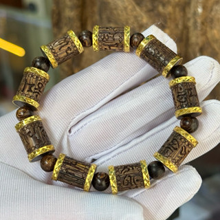   LC-VT26  Vòng Tay Trầm Hương Sánh Chìm Bọc Vàng – Lộc Cát | Thơm Vĩnh Viễn | Size Nam Nữ | Vòng Phong Thuỷ Cao Cấp 