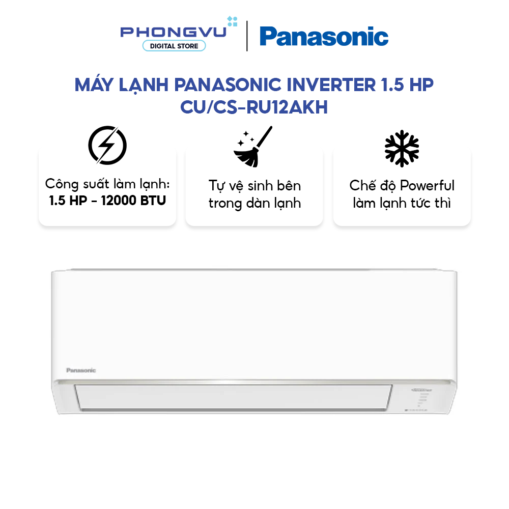 [Shopee Lắp Đặt 0Đ HN HCM]Máy lạnh Panasonic Inverter 1.5 HP CU/CS-RU12AKH - Nanoe™ X lọc sạch không