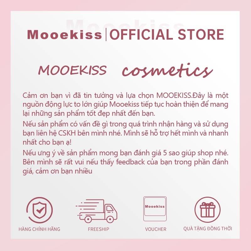 Son lì Mooekiss kết cấu lì mềm mại dưỡng ẩm nhẹ thoáng khí hiệu ứng trang điểm lâu trôi V01 3g | BigBuy360 - bigbuy360.vn