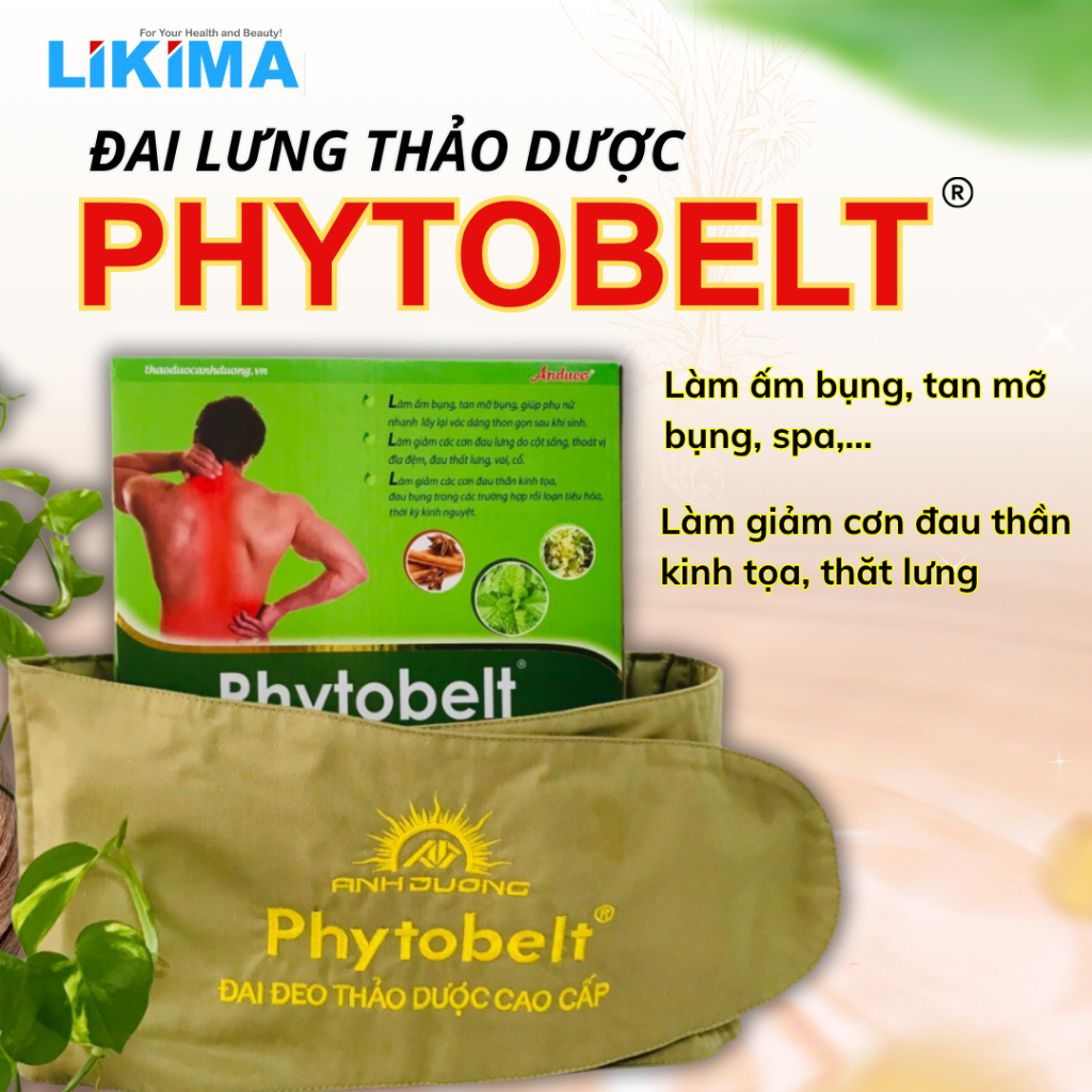 Đai Chườm Nóng Thảo Dược Phytobelt Likima – Giảm Đau Lưng, Bụng Kinh, Thoái Hóa Cột Sống (Hương Liệu Tự Nhiên)