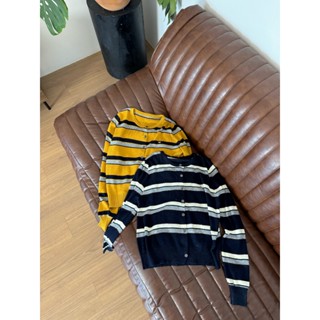  Áo len nữ LENCLOTHING A860894 - áo cardigan cổ tròn phối 3 sọc ngang 