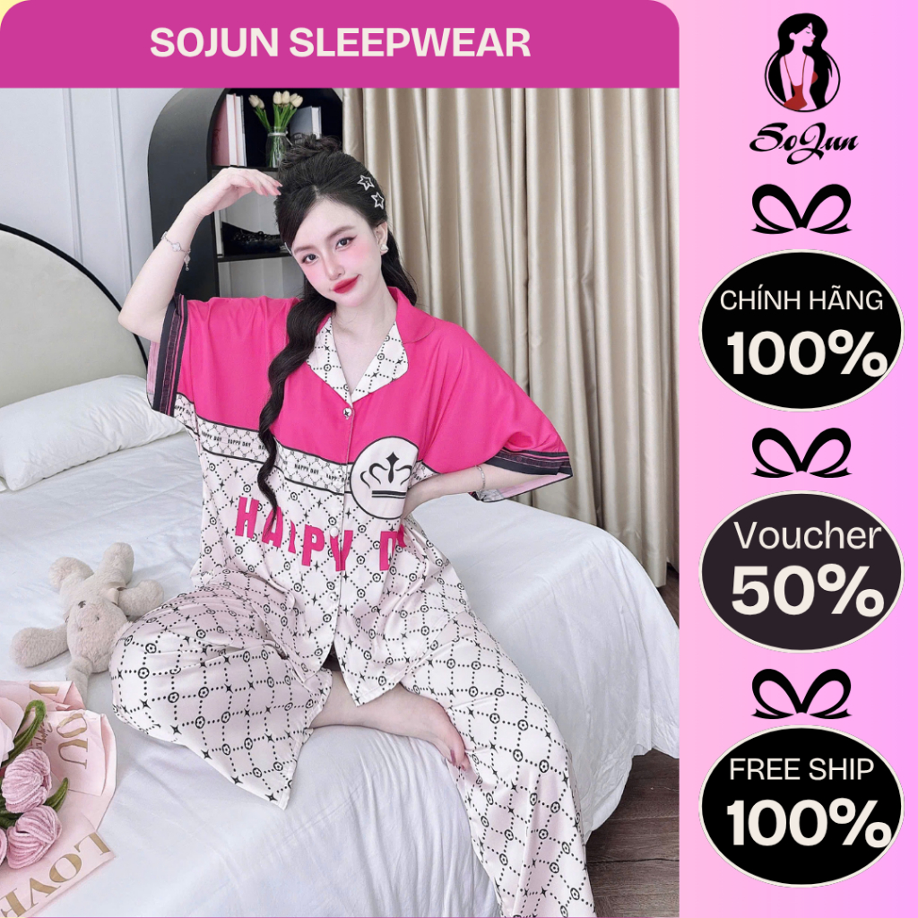 Pijama QDTN KING- Quần Dài Thiết Kế Nút Bọc Dơi Tay Ngắn  - Từ 45-68Kg- Mã 1312