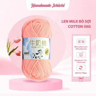  Len milk bò 50g len sợi cotton cao cấp mềm mịn không xù làm hoa móc thú bông hanmade 
