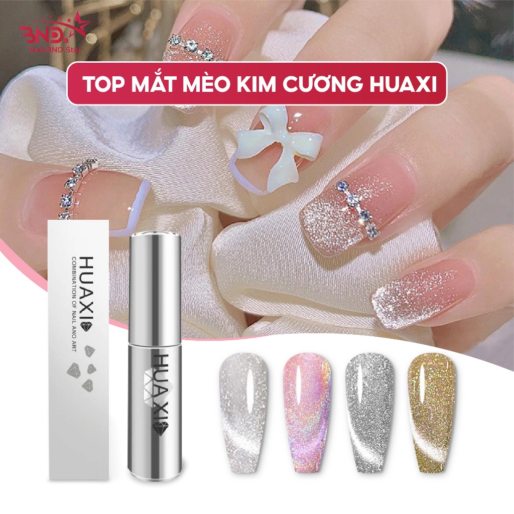 Top mắt mèo kim cương Huaxi 9D  - Sơn gel mắt mèo Huaxi ánh trăng nhiều màu 15ml (lẻ chai)