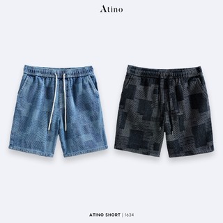   CHỈ TỪ 59K  Quần Short Jean Nam Xanh Đen ATINO Chất Liệu Jean Cotton Form Regular-Fit QS.L.2.1634 