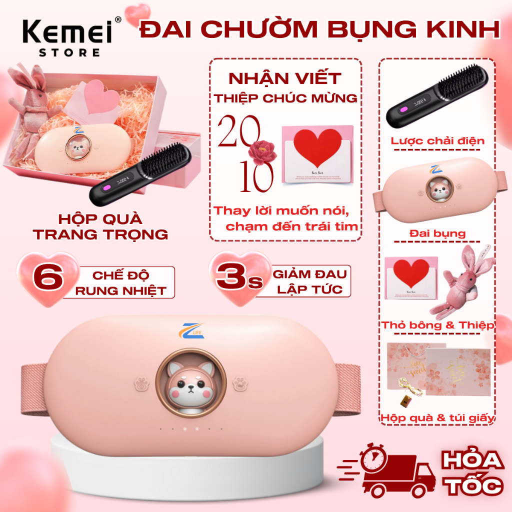 Quà tặng bạn gái, vợ ngày 20/10, Valentine, 8/3, Máy massage bụng kinh Anni, Đai chườm nóng hỗ trợ giảm đau nhanh