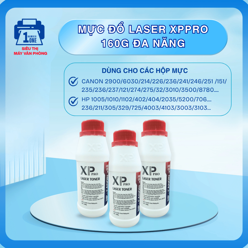 Mực đổ (Refill, Mực nạp) laser Xppro 160g đa năng siêu mịn, dùng cho các máy in Laser HP, Canon thông dụng A3,A4