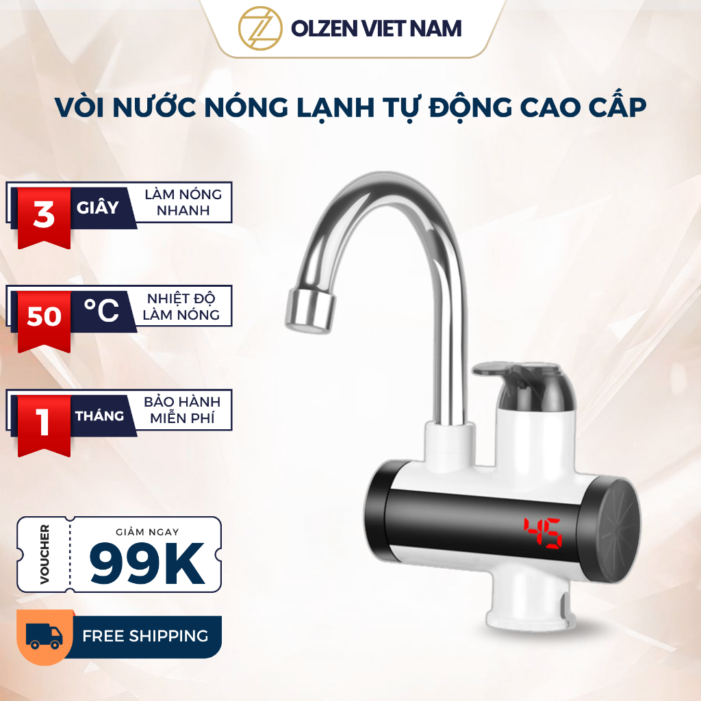 Vòi Nước Nóng Lạnh Trực Tiếp Olzen Tại Vòi Làm Nóng Nhanh 3 Giây Có Cảm Biến Chống Giật An Toàn