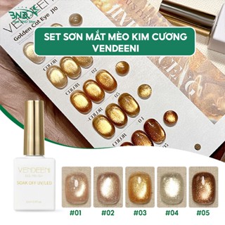  Set sơn mắt mèo kim cương Vendeeni 5 màu chính hãng - Sơn móng tay gel trang trí nail tone vàng nâu 