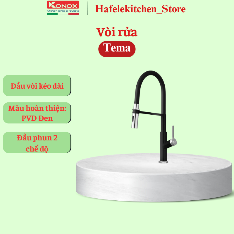{Bảo hành 5 năm} Vòi rửa bát thân mềm Konox Tema