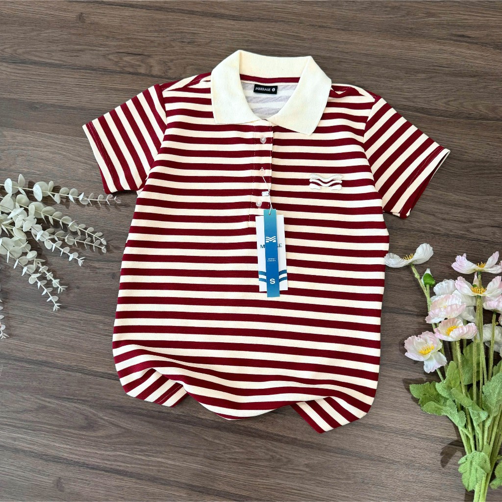 Áo Polo Mirage Sọc Màu Đỏ Thanh Lịch, Bắt Mắt Local Brand Chất Cotton Mềm Mịn.