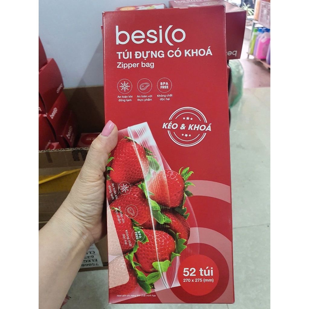 Túi Zipper Đa Năng Inochi - Besico: Nhựa PE, Kháng Khuẩn, Đáy Mở Rộng, Khoá Kéo Chắc Chắn, An Toàn