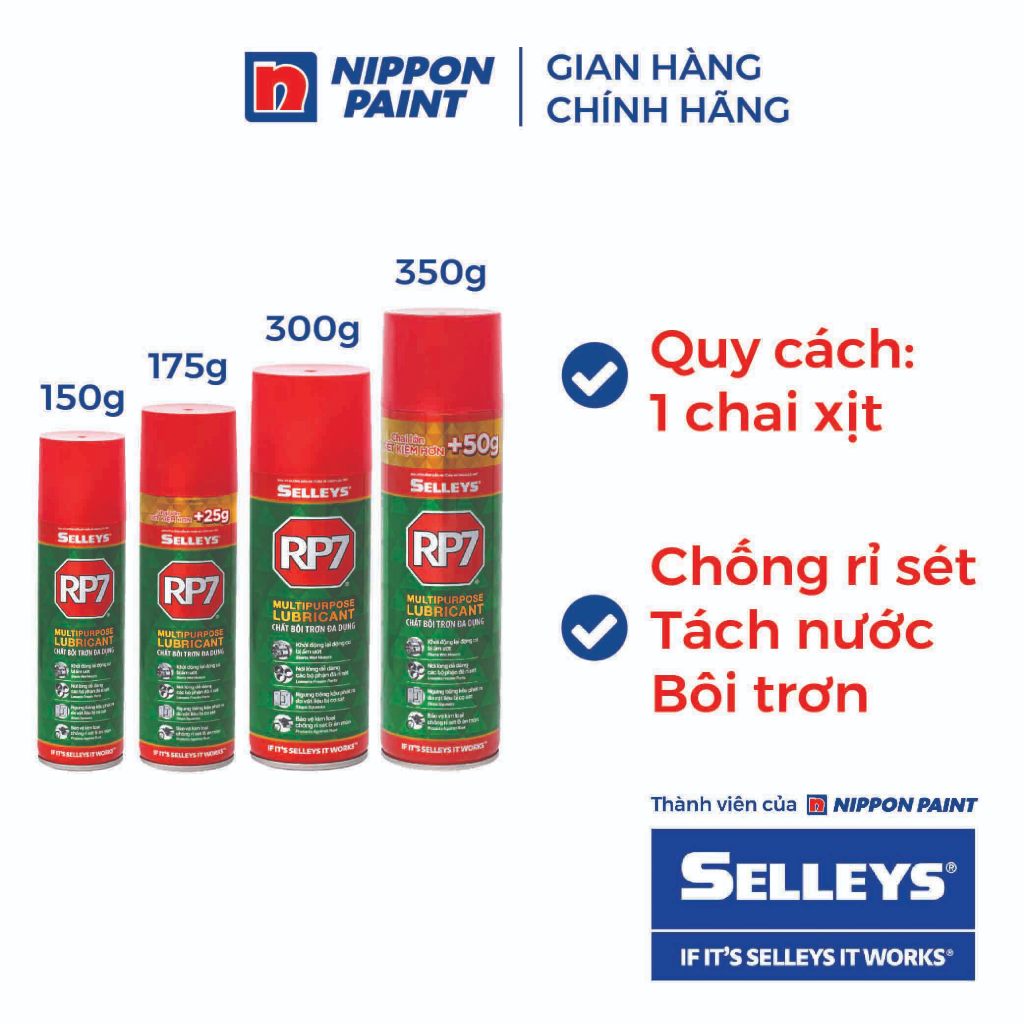 Chai xịt chống rỉ và bôi trơn RP7 - Chính hãng SELLEYS NIPPON - 150g/175g/300g/350g