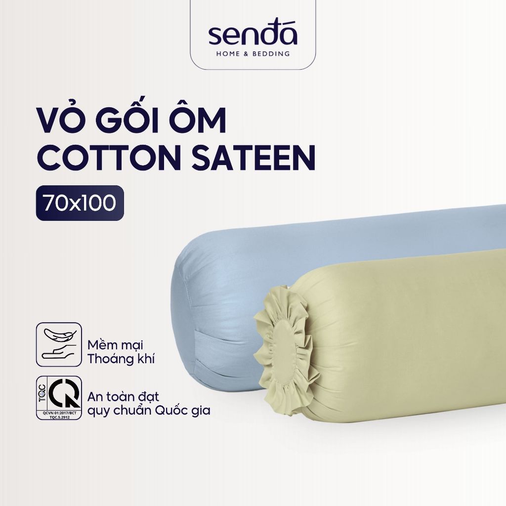 Vỏ gối ôm Cotton Sateen 70x100 35x100cm Sen Đá Home Bedding trơn màu cao cấp, bao áo dây kéo khóa sa