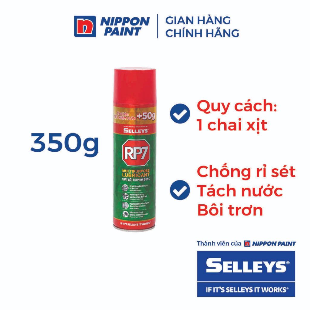 Chai xịt chống rỉ và bôi trơn RP7- Chính hãng SELLEYS - Trọng lượng 350g