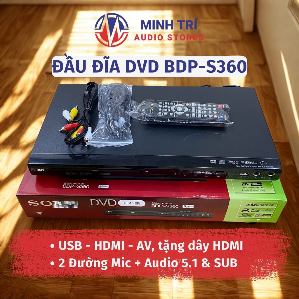 ĐẦU DVD SONY Karaoke S360/520P (Tặng Dây HDMI) – Đọc CD-DVD-MP3-MP4, Hỗ Trợ 2 Mic, Hình Ảnh Full HD