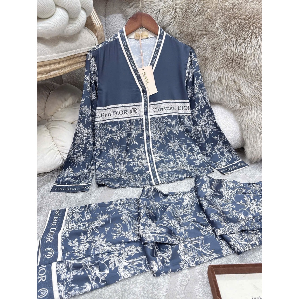 Bộ Pijama Nữ- Đồ Ngủ Mặc Nhà Sam Luxury Cao Cấp Dáng Áo Tay DÀI Quần Dài Chất Liệu Lụa Mềm Mịn