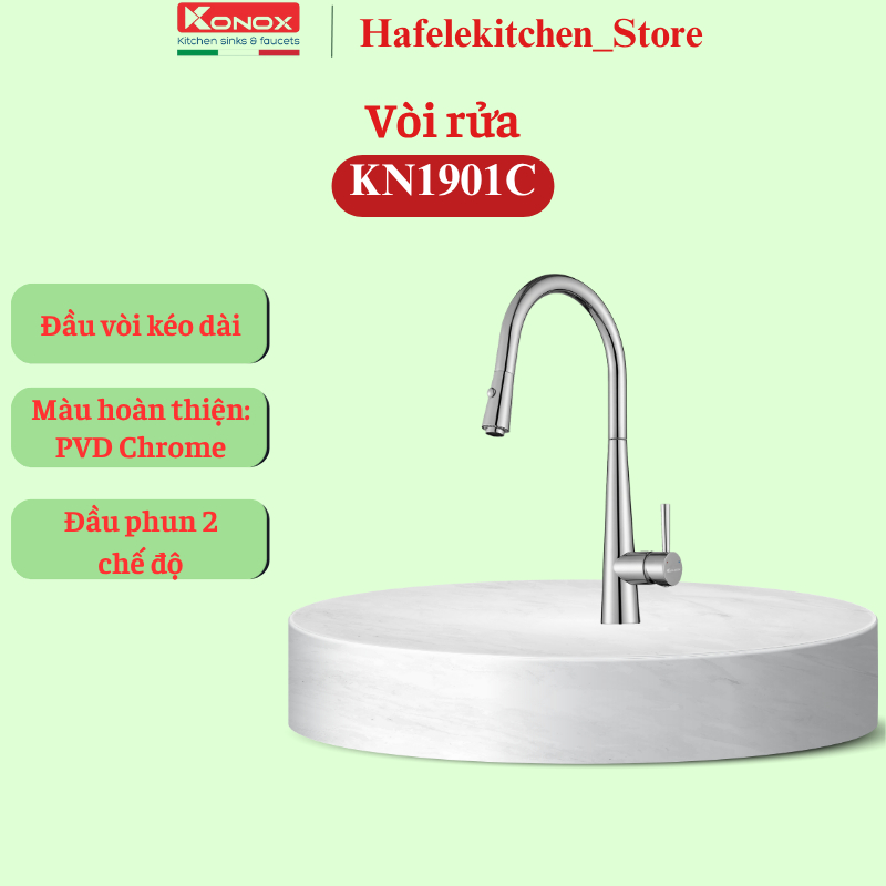 Vòi rửa bát dây rút Konox KN1901C | Lựa Chọn Hoàn Hảo Cho Mọi Không Gian Bếp