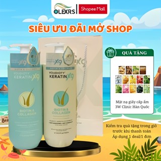  Cặp Dầu Gội Xả Voudioty Keratin X9 Biotin Collagen Dưỡng Chất Phục Hồi Tóc Hư Tổn Nặng 1000ml 1 Chai 