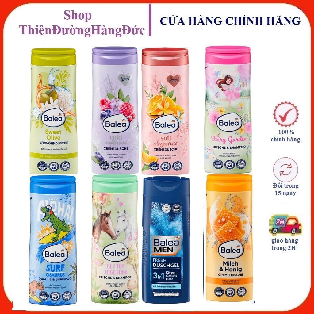 DẦU GỘI,SỮA TẮM DÀNH CHO TRẺ EM,NGƯỜI LỚN ,CHO NAM ,NỮ CỦA ĐỨC BALEA  300~750ML