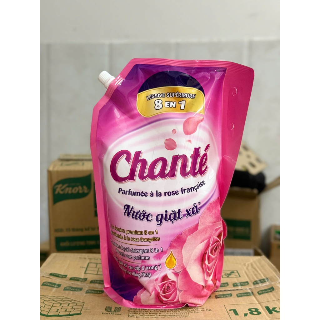 Túi Nước Giặt Xả Chanté Cao Cấp 8 Trong 1 Hương Hoa Hồng Pháp, Hương Hoa Hồng Alexandrine Pháp 3,05k