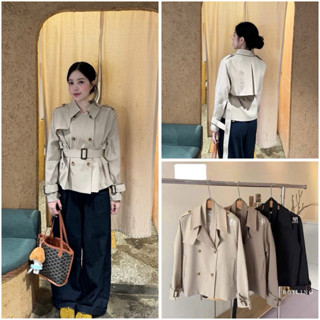  THE2001STORE | Áo mangto nữ dáng ngắn kèm đai phong cách thời trang Hàn Quốc 