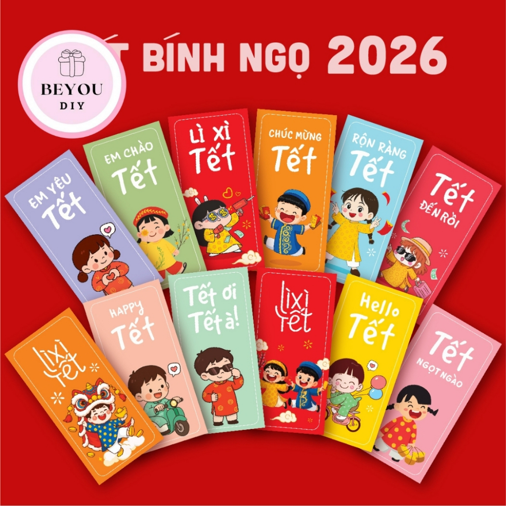[Top Value] Bao Lì Xì Mẫu Thiết Kế, Set 10 Bao Lì Xì Tết Năm Mới 2026, Bé Chào Tết Nhiều Mẫu Dễ Thươ