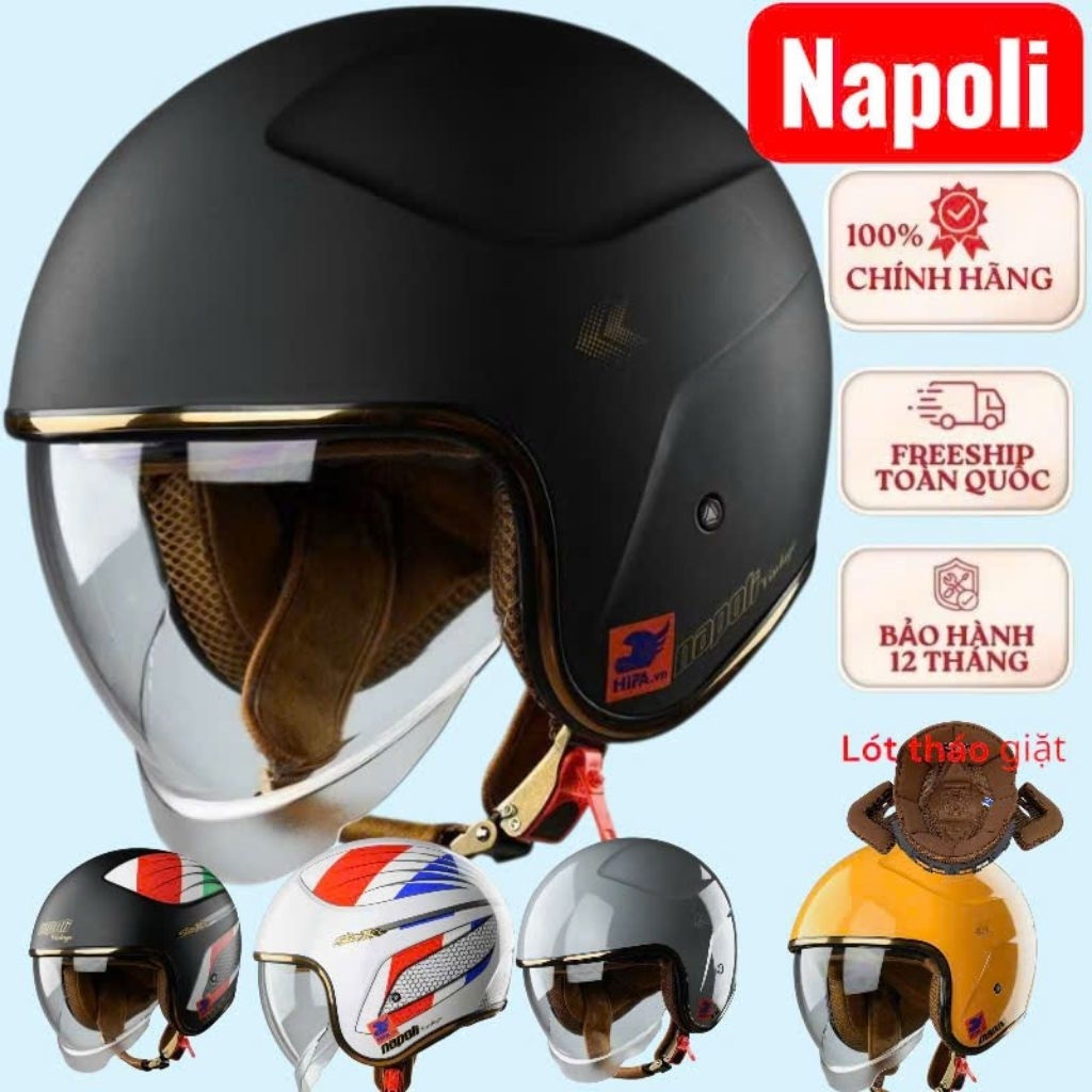 mũ nón bảo hiểm napoli 189 kính âm napoli an toàn chắc chắn
