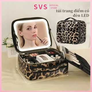  Da báo Cốp makeup ,Túi mỹ phẩm du lịch  Cao Cấp -Kích Thước 26x23x10cm cho Đồ Trang Điểm Cá Nhân 