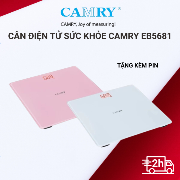 Cân điện tử sức khỏe CAMRY EB5681, cân điện tử có màn led hiển thị trọng lượng tối đa 150kg thiết kế