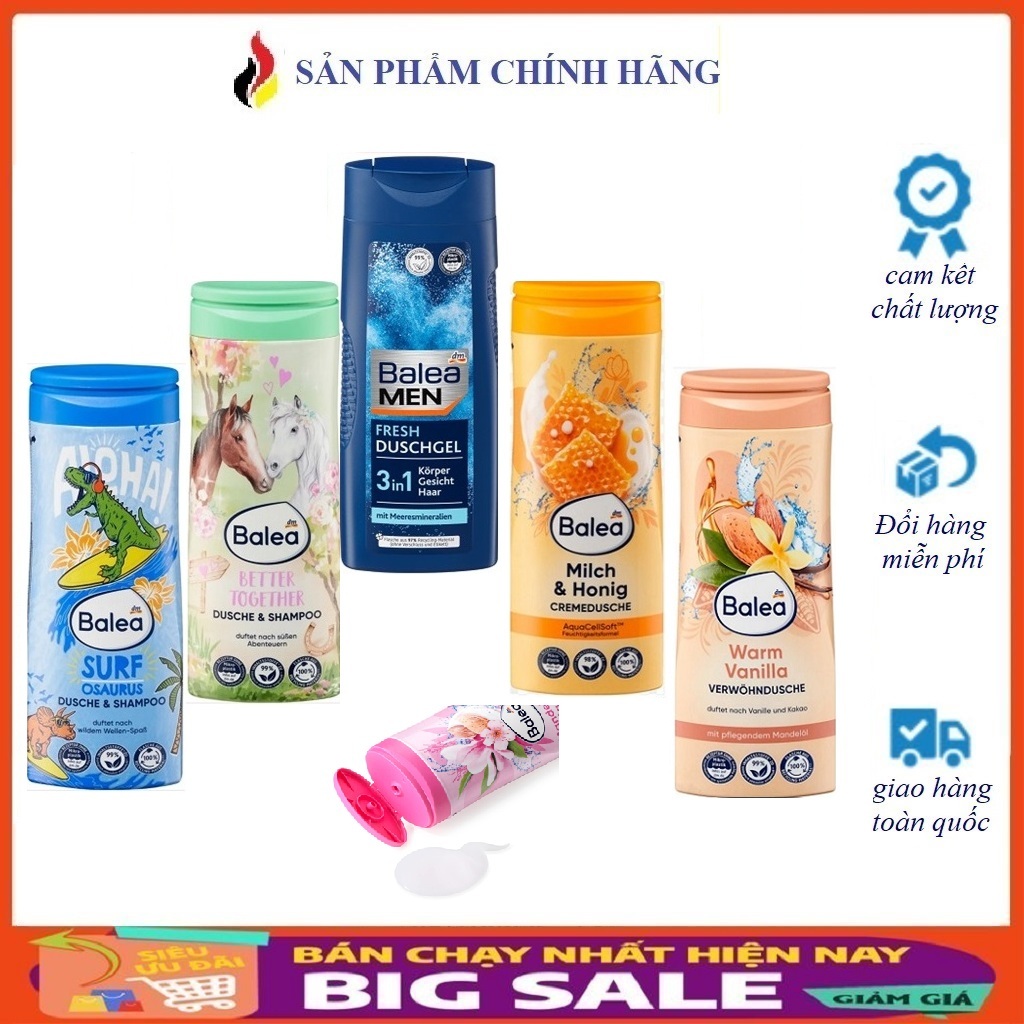 SỮA TẮM  BALEA ĐỨC DÀNH CHO TRẺ EM VÀ NGƯỜI LỚN 300ml&750ML ĐỨC