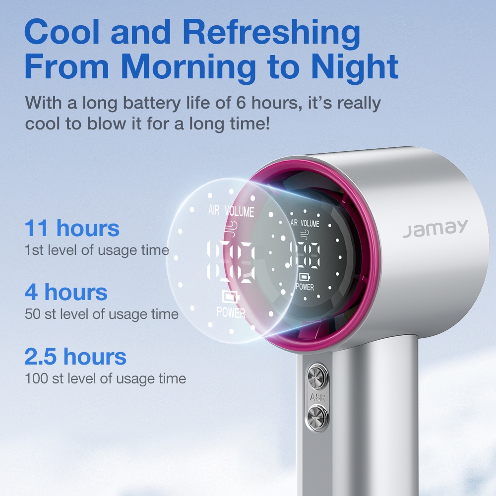 Jamay F7 Quạt tích điện mini 6000mAh 15Giờ - Màn hình LED - Quạt turbo - Mùa hè mát mẻ | BigBuy360 - bigbuy360.vn