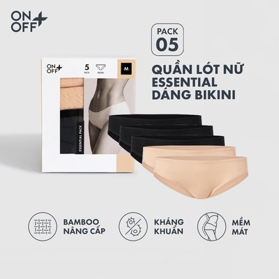 Hộp Pack 5 quần lót nữ bikini Bamboo Plus chất liệu tự nhiên, êm ái và linh hoạt - 16UJ25A481