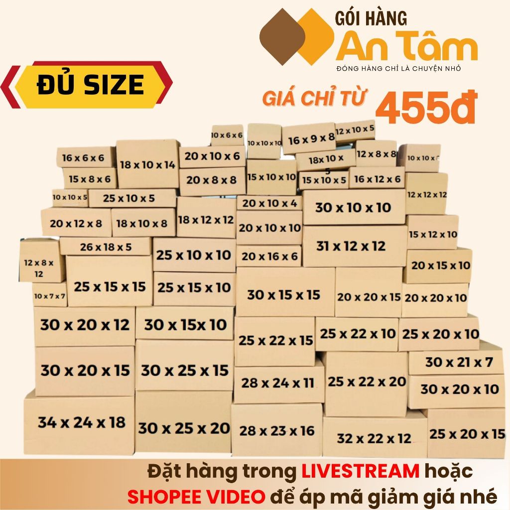 [COMBO 10] Hộp carton nắp đối đóng hàng NHIỀU KÍCH THƯỚC giá gốc tại xưởng - GÓI HÀNG AN TÂM