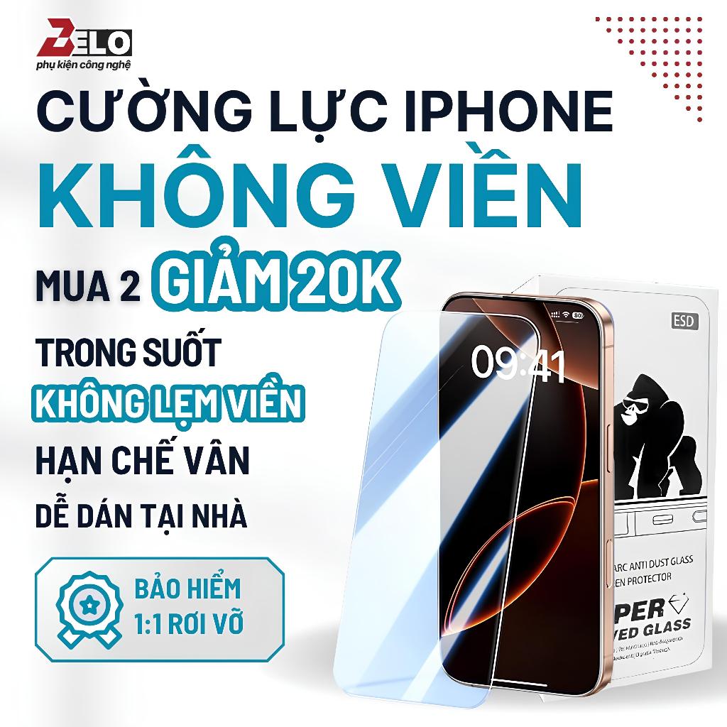 Kính cường lực iphone Baiko không viền Full màn hình cho ip 16 ProMax 17 ProMax 15 14 13 12 11 Pro M