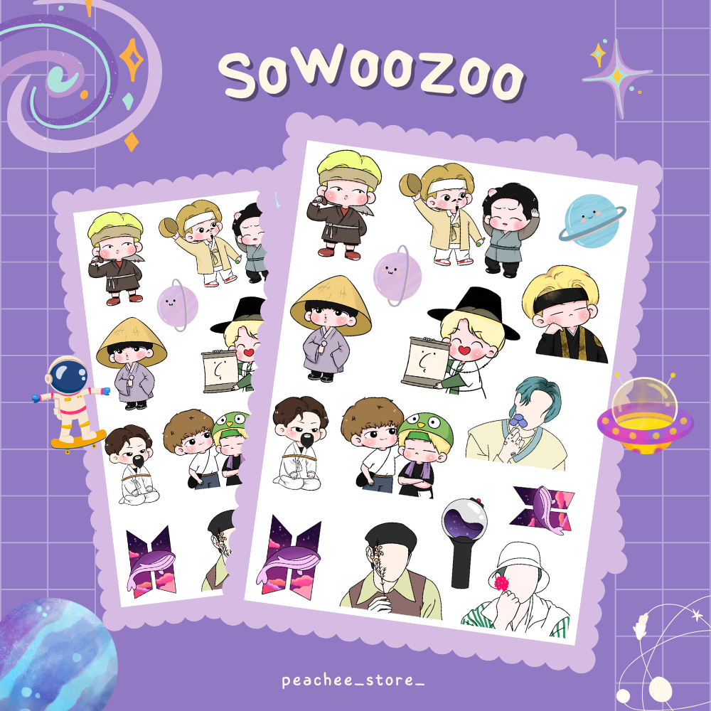 SOWOOZOO - Set sticker hình dán chibi khổ A5 cắt sẵn trang trí sổ tay journal
