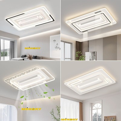 (ĐỘNG CƠ ĐỒNG) Đèn quạt ốp trần không cánh MONSKY HUGO hiện đại siêu êm đèn 3 chế độ màu ánh sáng