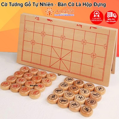 Cờ Tướng Gỗ Tự Nhiên Cao Cấp 40 X 35cm, Bộ Cờ Tướng Gỗ Khắc Chìm Nét Tinh Xảo Bền Bỉ Chính Hãng Amalife