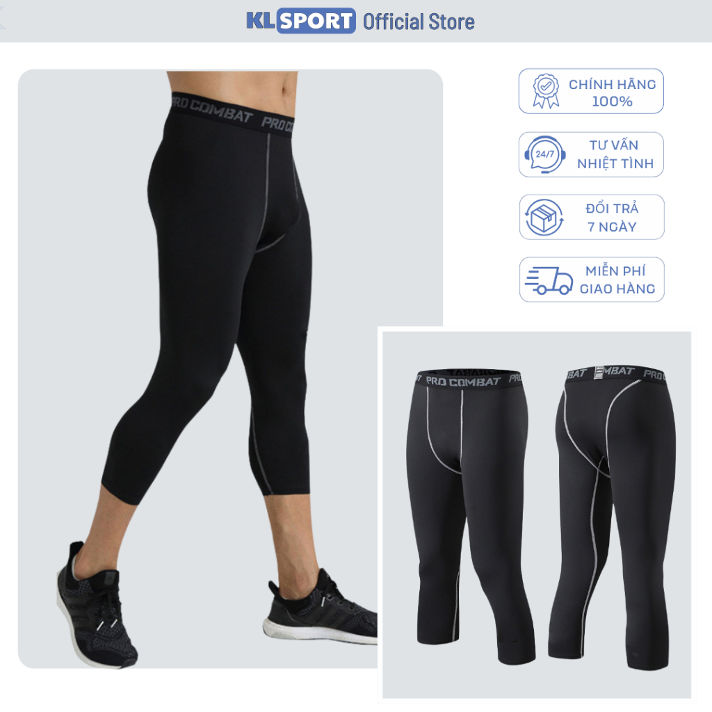 Quần Giữ Nhiệt Nam 3/4 Pro ComBat dành cho Nam , Quần Thể Dục Thể Thao co giãn 4 chiều  - KL SPORT.