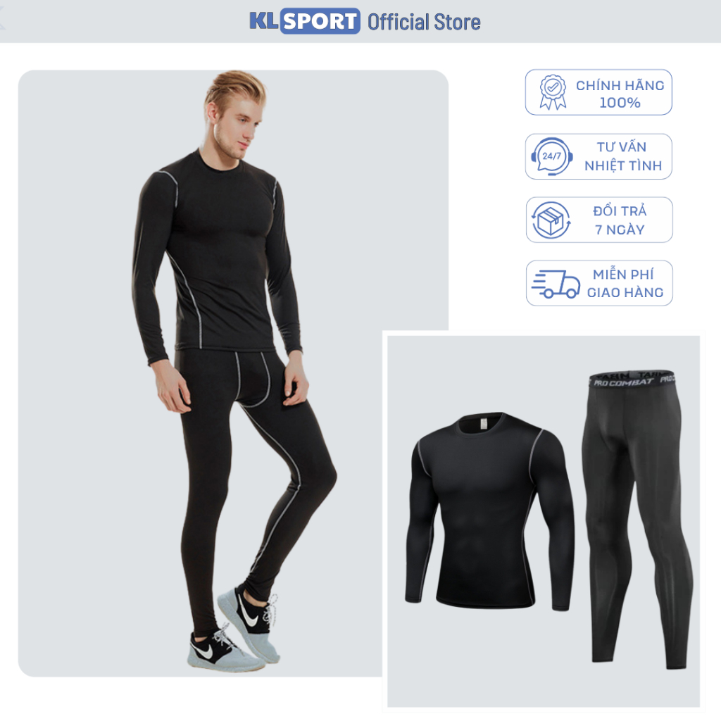 Combo Quần+Áo Giữ Nhiệt ProCombat , Bộ Quần Áo Giữ Nhiệt Mùa Đông - KL Sport