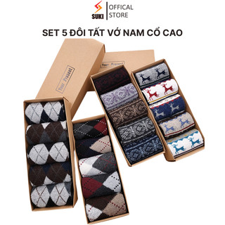  Tất Vớ Nam Set 5 Đôi Hộp Quà Phong Cách Công Sở Chất Liệu Cotton Mềm Dày Kháng Mùi Tất 