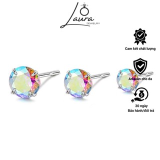  Khuyên tai bạc nữ Laura Jewelry bông tai nụ đá nhiều size màu sắc cá tính trang sức bạc 925 cao cấp 