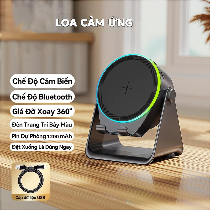 Loa Cảm Ứng Không Dây ZJ-08 3IN1 Kiêm Giá Đỡ Điện Thoại Và Sạc Dự Phòng, Pin Trâu Âm Thanh Cực Hay